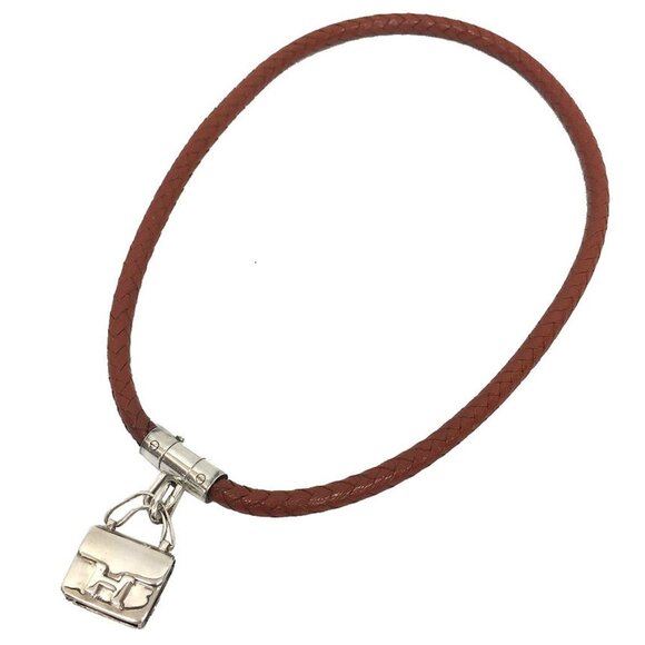 HERMES Brown Leather Necklace - Picture 1 of 3